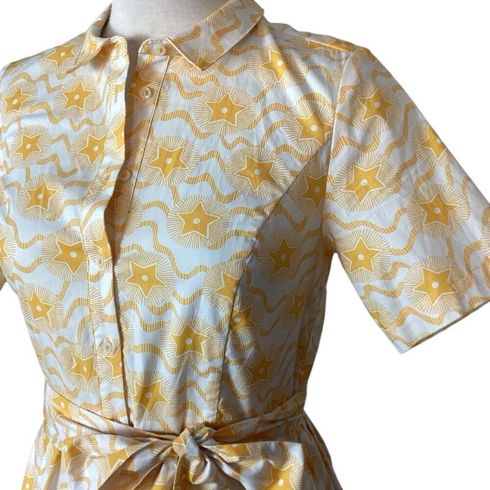 Boden Anastasia Yellow Star Shirt Dress Women’s 6R Fit & Flare - Picture 5 of 11